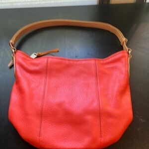 Cole Haan pumpkin pebble hobo purse with adjustable leather strap